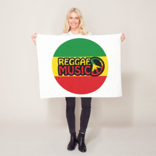 Reggae Music, reggae-konst med fredssymbol Fleecefilt