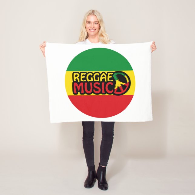 Reggae Music, reggae-konst med fredssymbol Fleecefilt (På plats)