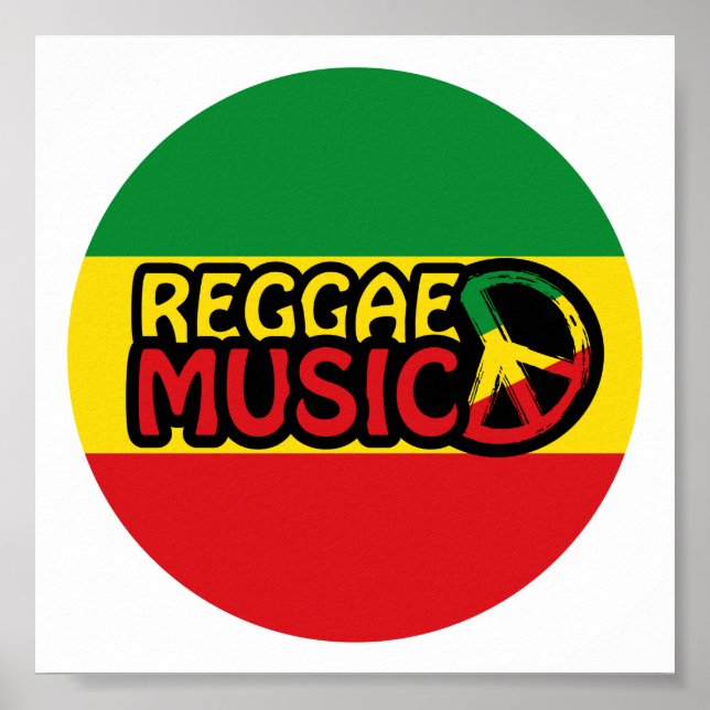 Reggae Music, reggae-konst med fredssymbol Poster (Framsidan)