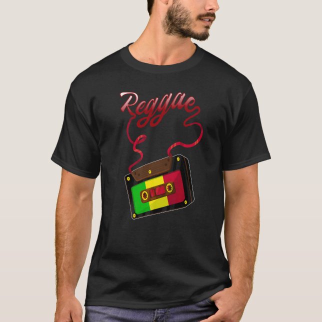Reggae Music Retro Cassette Tape Jamaica Rasta Reg T Shirt (Framsida)