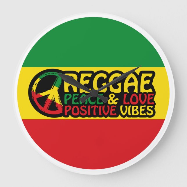 Reggae Music with positive quotes Stor Klocka (Framsida)