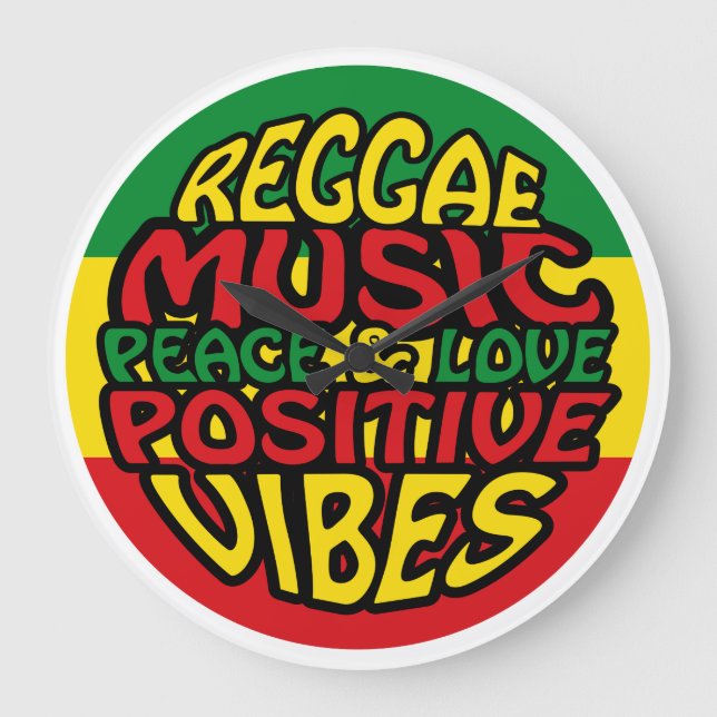 Reggae Music with positive sayings Stor Klocka (Framsida)