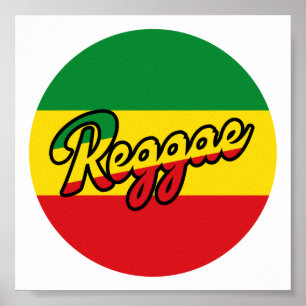 Reggae Music with reggae flagga färg Poster