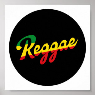 Reggae Music with reggae flagga färg Poster