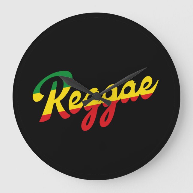 Reggae Music with reggae flagga färg Stor Klocka (Framsida)