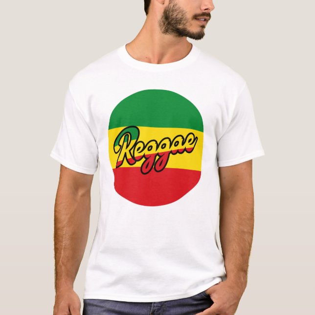 Reggae Music with reggae flagga färg T Shirt (Framsida)