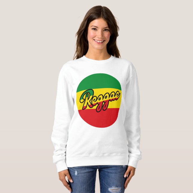 Reggae Music with reggae flagga färg T Shirt (Hel framsida)