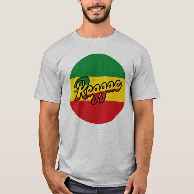 Reggae Music with reggae flagga färg T Shirt (Framsida)