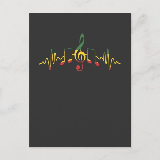 Reggae Musik noter Jamaica Rastafari Music Vykort (Framsida)