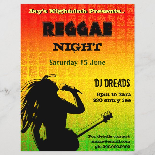 Reggae Night Party eller NightClub Flyer (Framsidan)