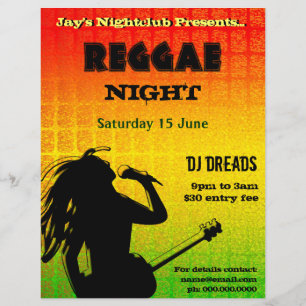 Reggae Night Party eller NightClub Flyer