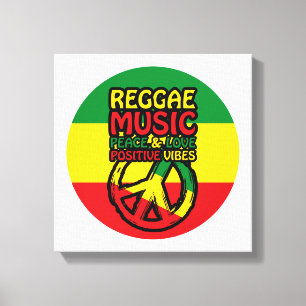 Reggae och fredssymbol med positiva citat canvastryck