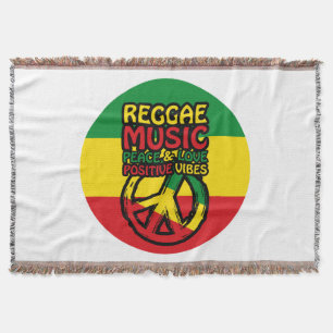Reggae och fredssymbol med positiva citat filt