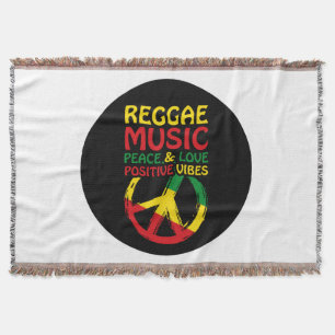 Reggae och fredssymbol med positiva citat filt