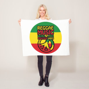 Reggae och fredssymbol med positiva citat fleecefilt