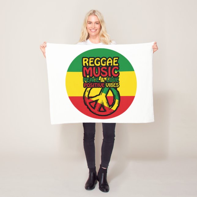 Reggae och fredssymbol med positiva citat fleecefilt (På plats)