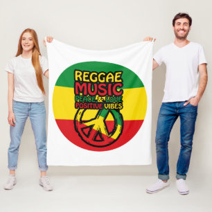 Reggae och fredssymbol med positiva citat fleecefilt