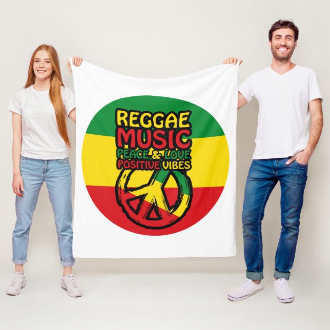 Reggae och fredssymbol med positiva citat fleecefilt (På plats)