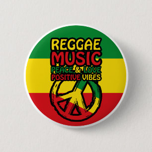Reggae och fredssymbol med positiva citat knapp