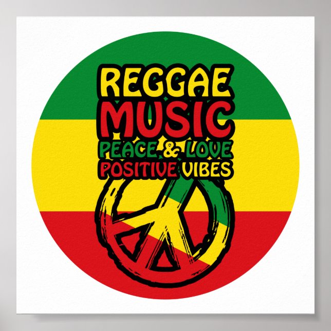 Reggae och fredssymbol med positiva citat poster (Framsidan)