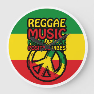 Reggae och fredssymbol med positiva citat stor klocka