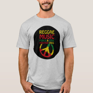 Reggae och fredssymbol med positiva citat t shirt