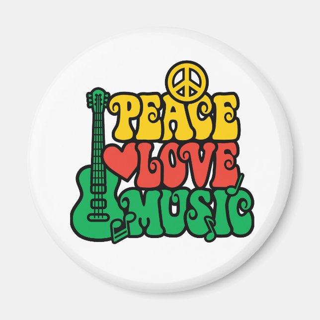 Reggae Peace Kärlek Music Magnet (Framsidan)