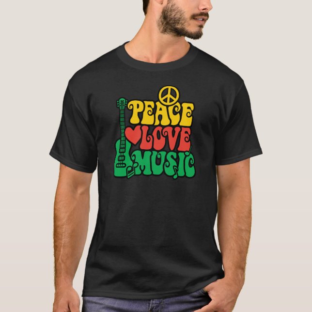 Reggae Peace Kärlek Music T-shirt (Framsida)
