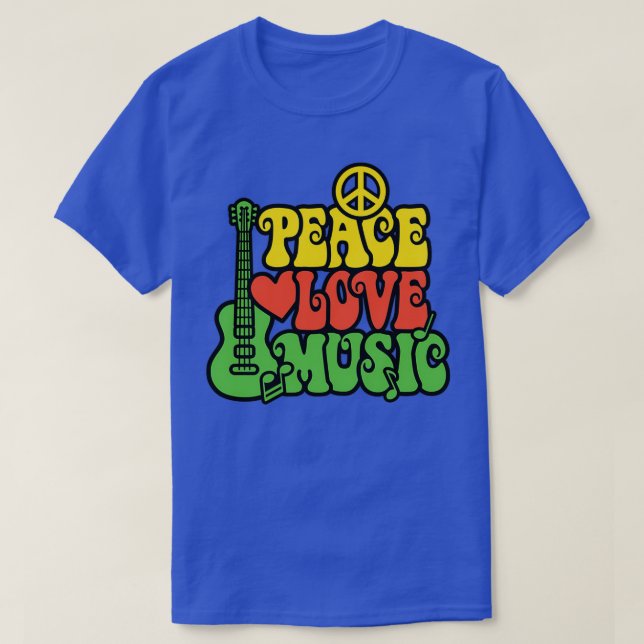 Reggae Peace Kärlek Music T Shirt (Design framsida)