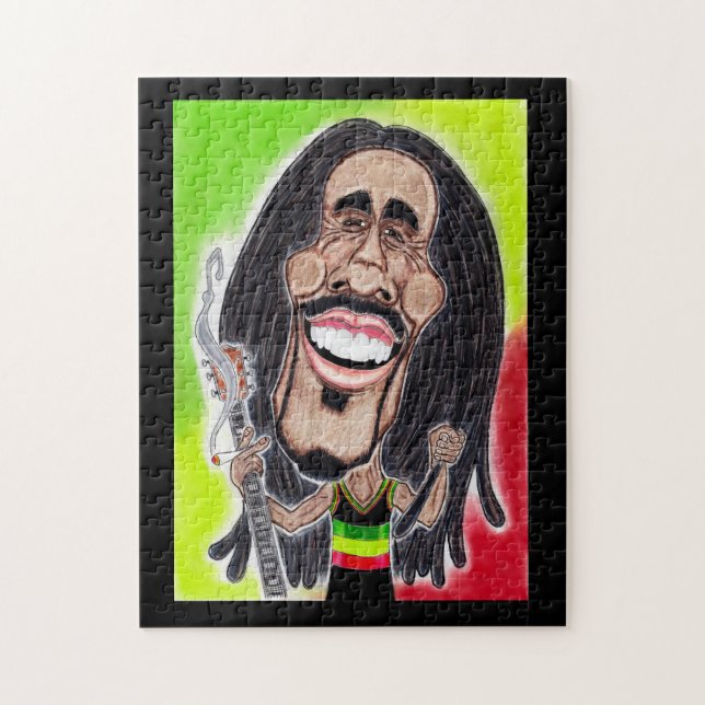 Reggae Rasta Jamaica Caricature Teckning Puzzle Pussel (Vertikal)