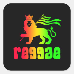 Reggae Rasta Lejon Fyrkantigt Klistermärke