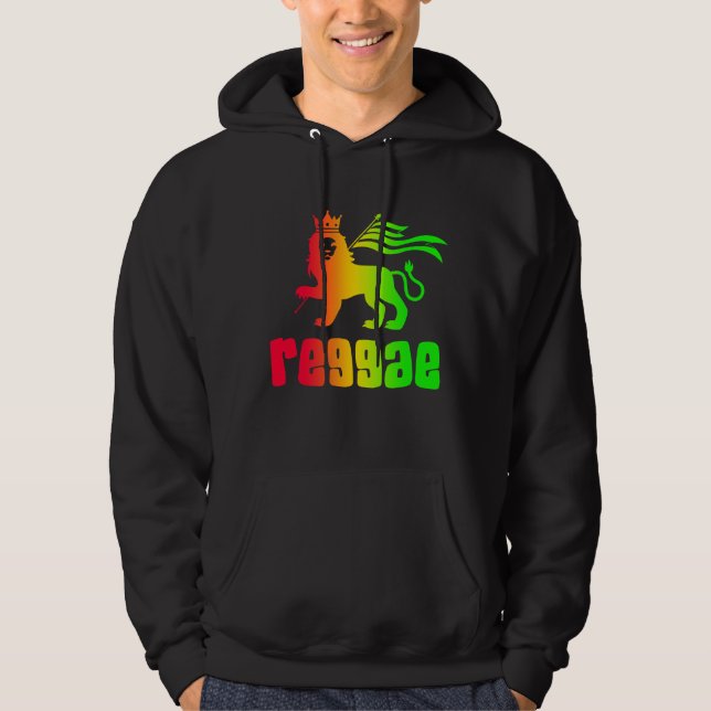 Reggae Rasta Lejon  Hoodie (Framsida)