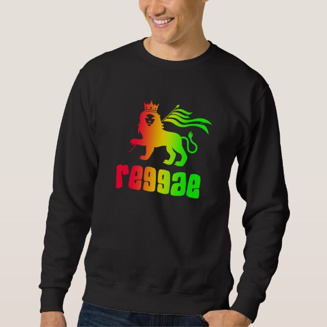 Reggae Rasta Lejon Lång Ärmad Tröja (Framsida)