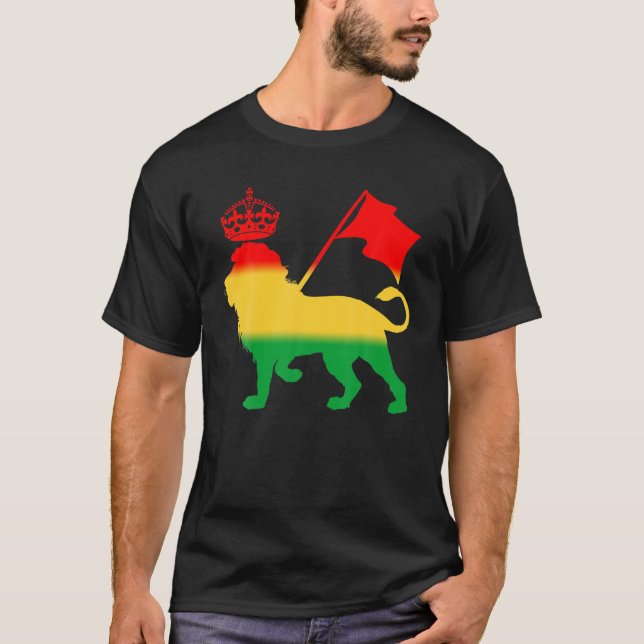 REGGAE RASTA LEJON Rastafarian Jamaican Music T Shirt (Framsida)