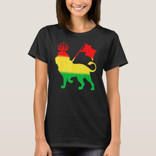 Reggae Rasta Lejon Rastafarian Jamaican Music T Shirt (Framsida)