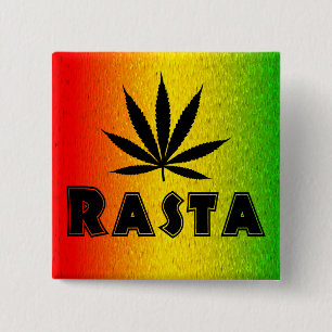 Reggae Rasta Löv Jamaican Jamaica Square Buttons Knapp