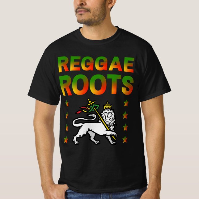 REGGAE ROOTS RASTA LION DE JUDA T SHIRT (Framsida)