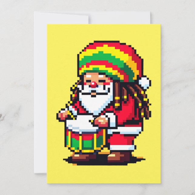 Reggae-rytmer med tomten - julbeat julkort (Framsida)