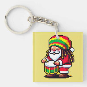 Reggae Santa Drummer Roligt Pixel Art julmusik