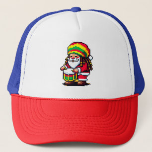 Reggae Santa Drummer Roligt Pixel Art julmusik Keps