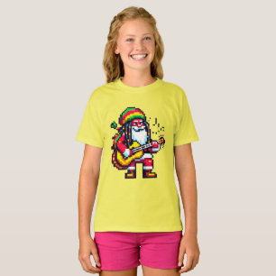 Reggae Santa Roligt Pixel Art julmusikdesign T Shirt
