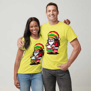 Reggae Santa Roligt Pixel Art julmusikdesign T Shirt