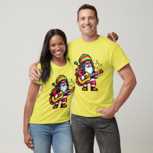 Reggae Santa Roligt Pixel Art julmusikdesign T Shirt