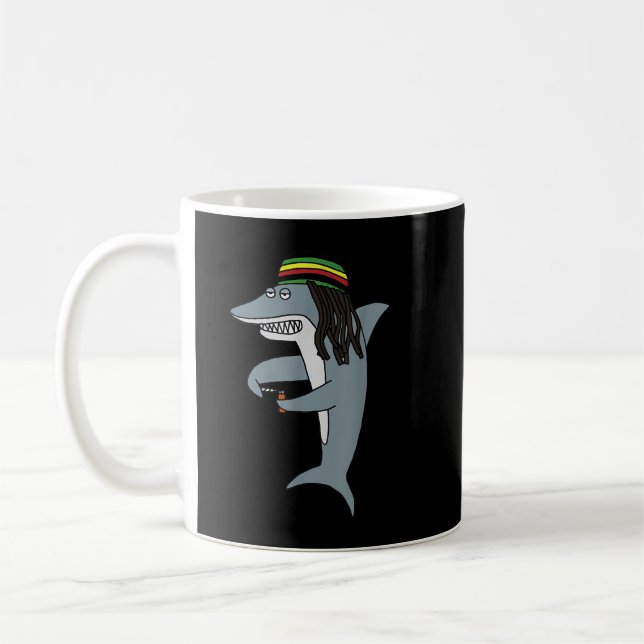 Reggae Shark Funny Dreadlock Rasta Kaffemugg (Vänster)