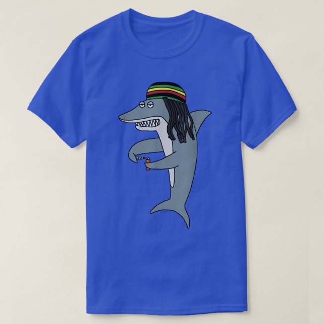 Reggae Shark Funny Dreadlock Rasta  T Shirt (Design framsida)
