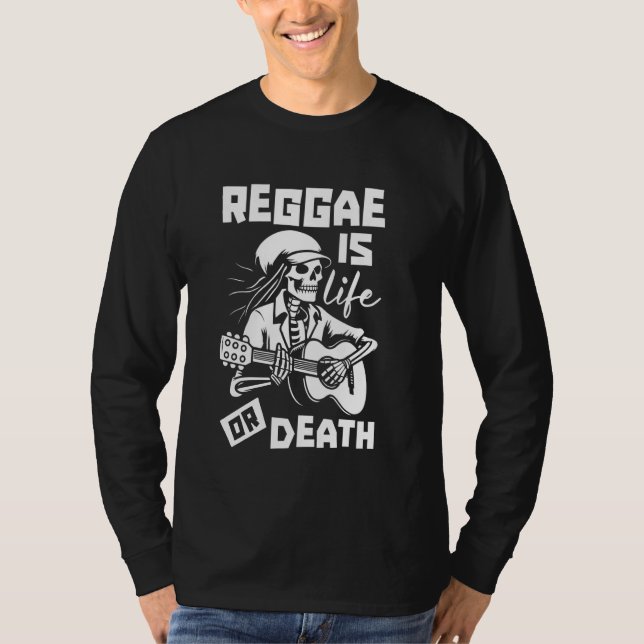 Reggae Skeleton Music Rastafari - Rasta Rastafaria T Shirt (Framsida)