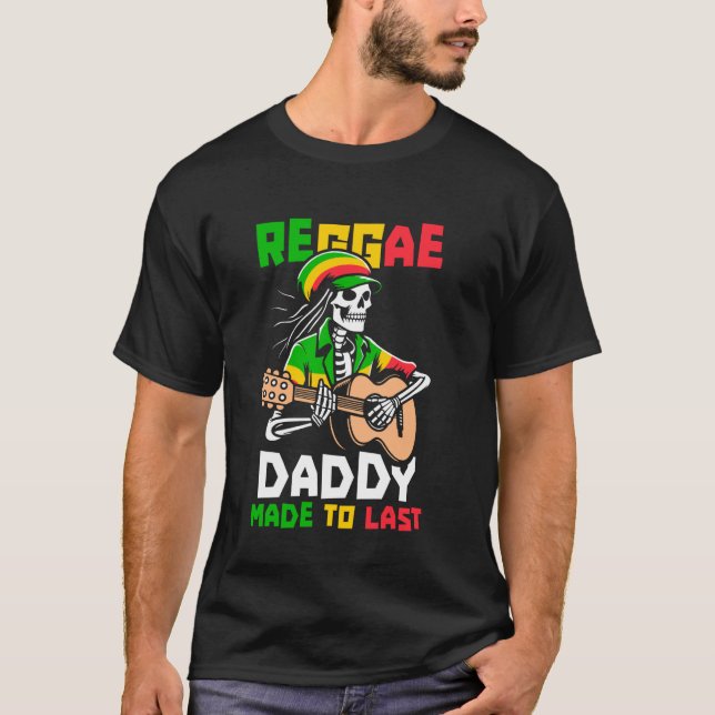 Reggae Skeleton Rastafarian Music Rastafari Far T Shirt (Framsida)