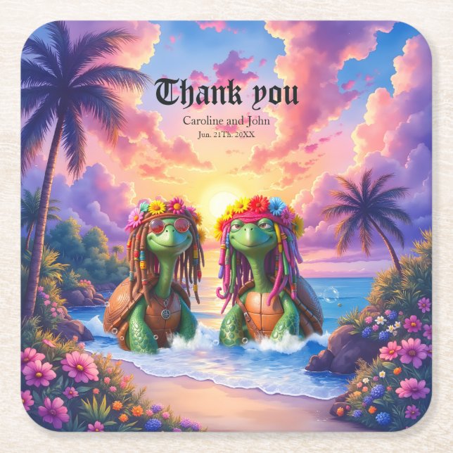 Reggae Turtles – Önska vibrationer för evigt. Underlägg Papper Kvadrat (Framsidan)