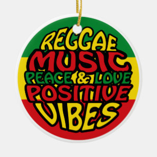 Reggaemusik med positiva talesätt julgransprydnad keramik