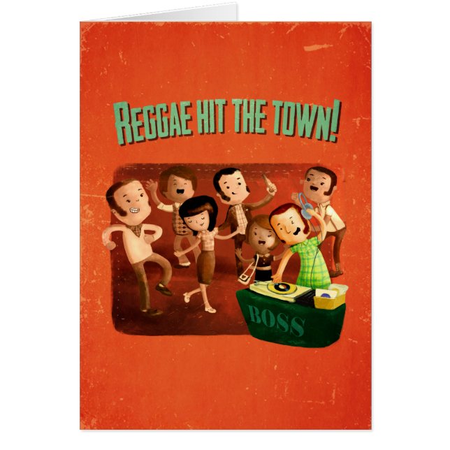 Reggaen slogg townen! hälsningskort (Framsidan)